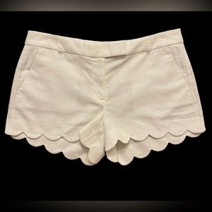 J.Crew Linen-Cotton Scalloped Hem Shorts Women's Size 12